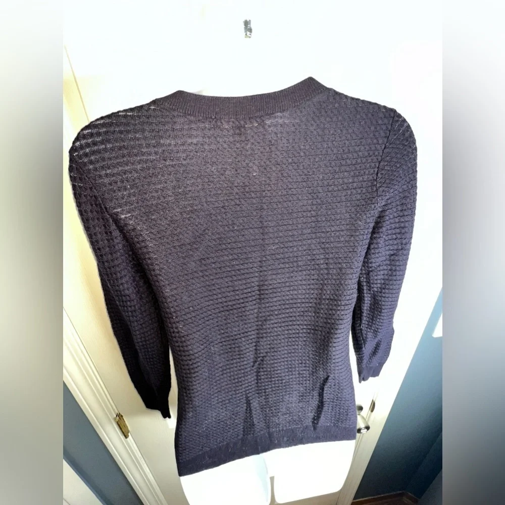 Ann Taylor Women’s X Small Navy Blue Cotton Knit Lightweight Sweater Top XS
